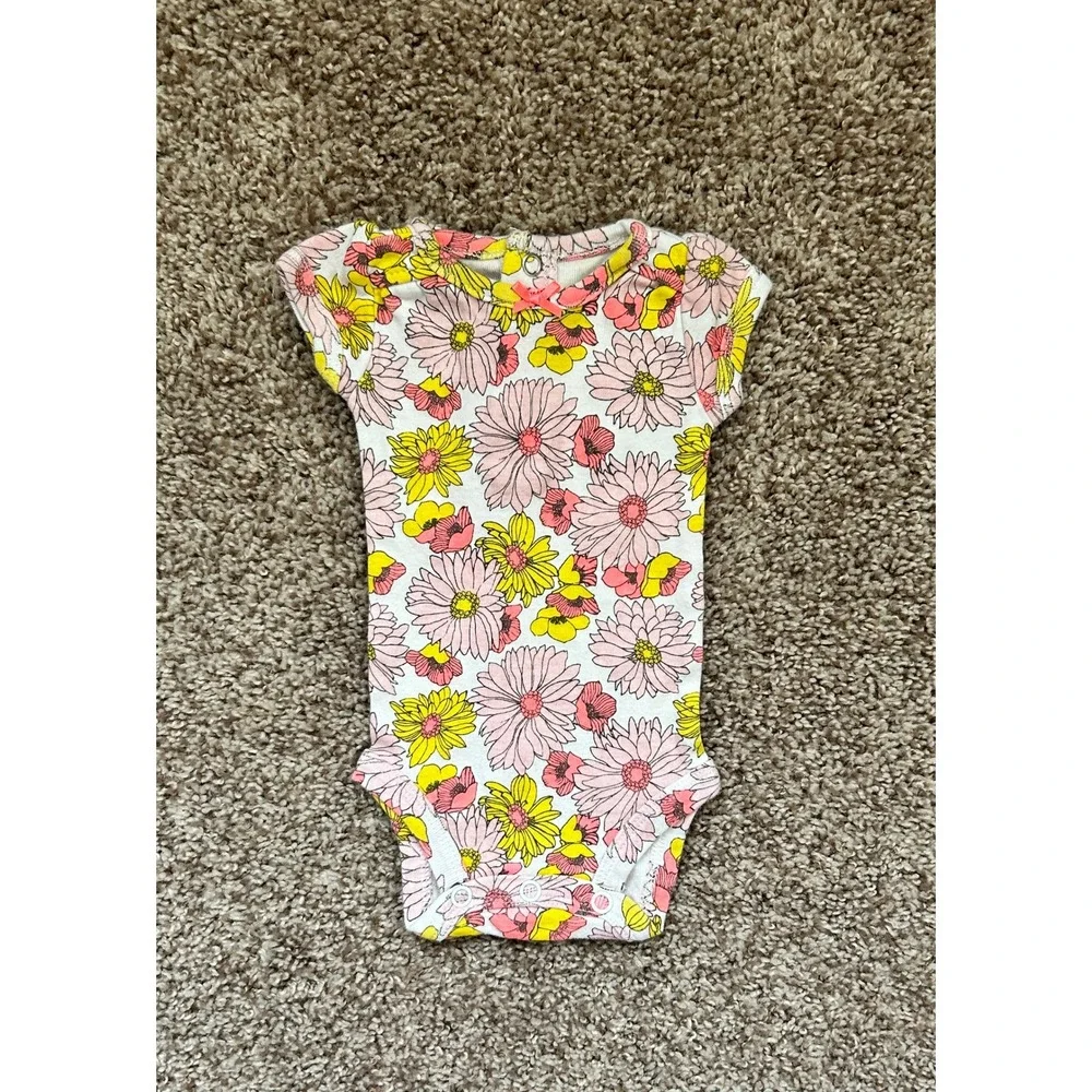 Carters Just One‎ You Baby Girls Short Sleeve Floral Hummingbird Bodysuit 3-Pack